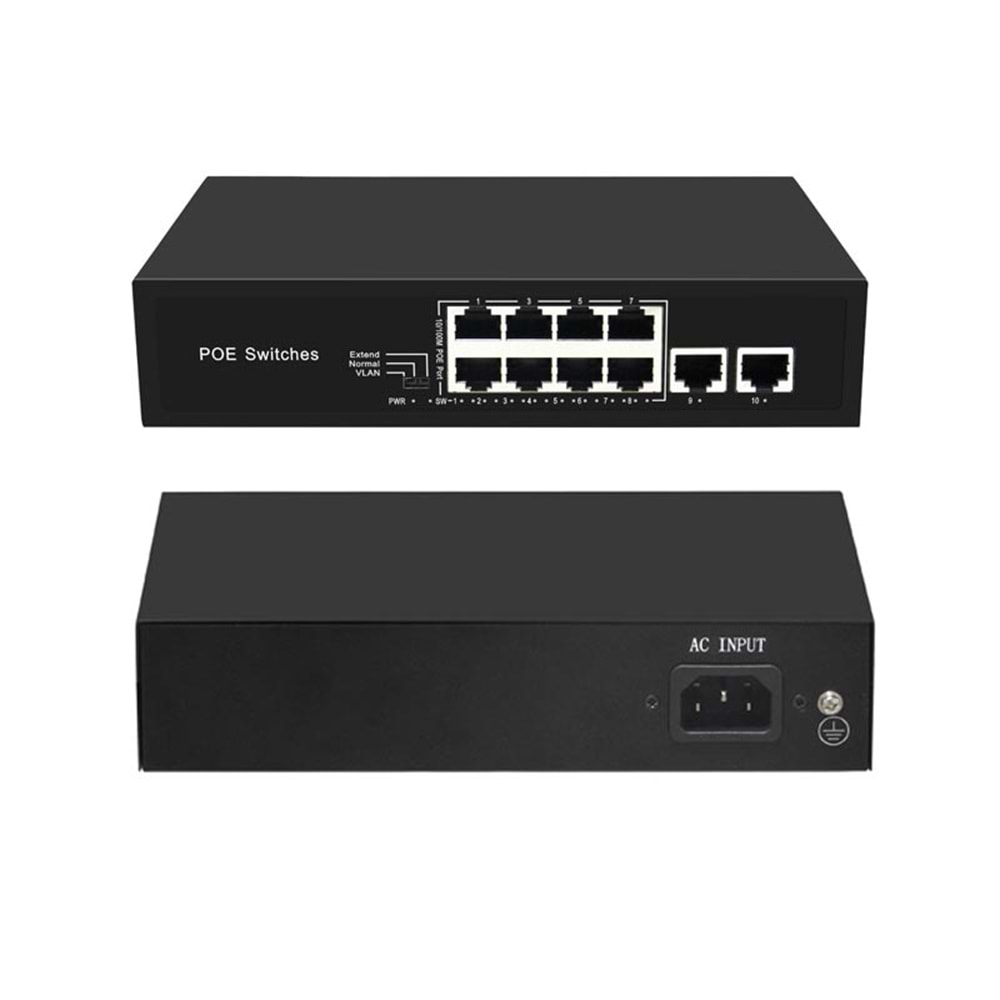 OPAX-0810 8 Ports10/100M POE Switch +2 Port Gigabit Uplink Port 120W